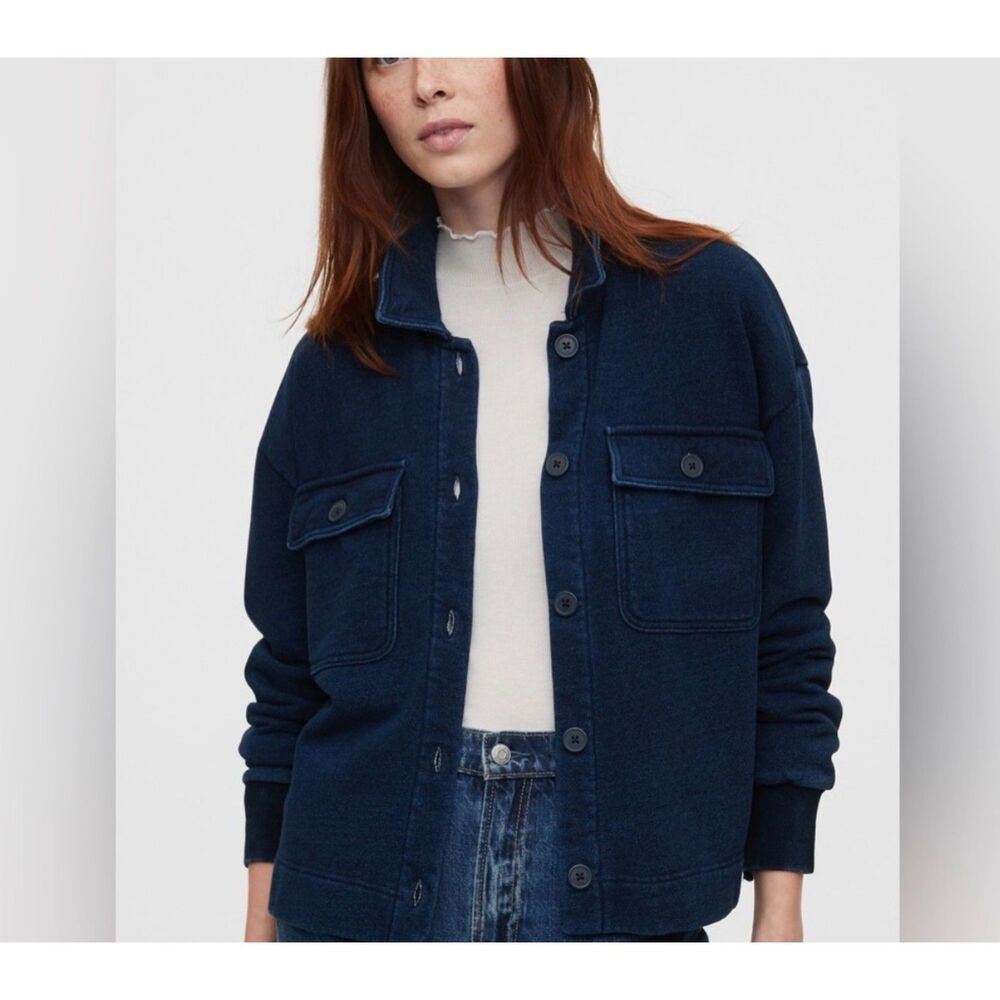 Gap Workforce Vintage French Terry Denim Utility Jacket Women's Size XXL 2XL